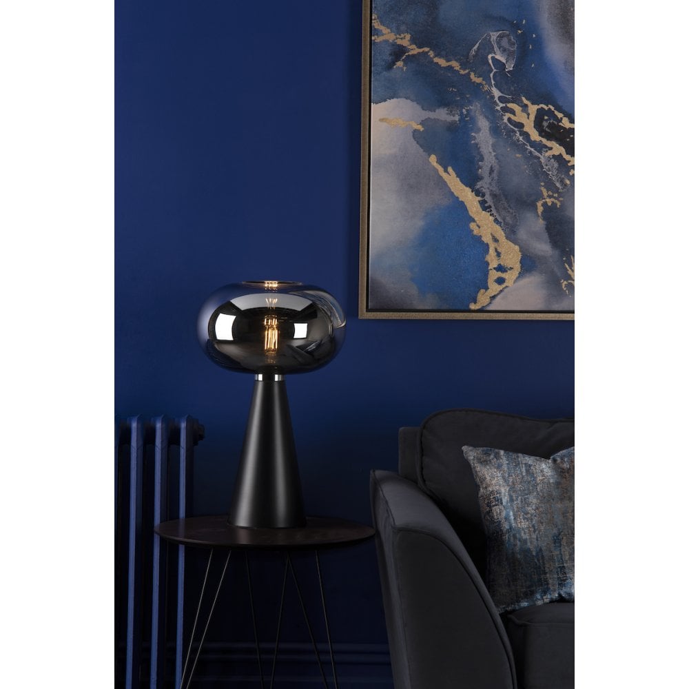 JEN4222 Jensen Table Lamp Smoked Glass Satin Black