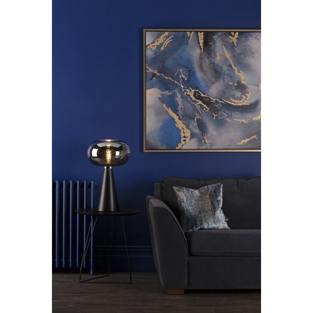 JEN4222 Jensen Table Lamp Smoked Glass Satin Black
