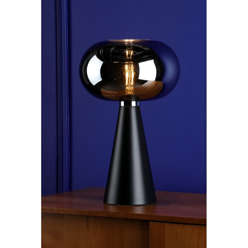 JEN4222 Jensen Table Lamp Smoked Glass Satin Black