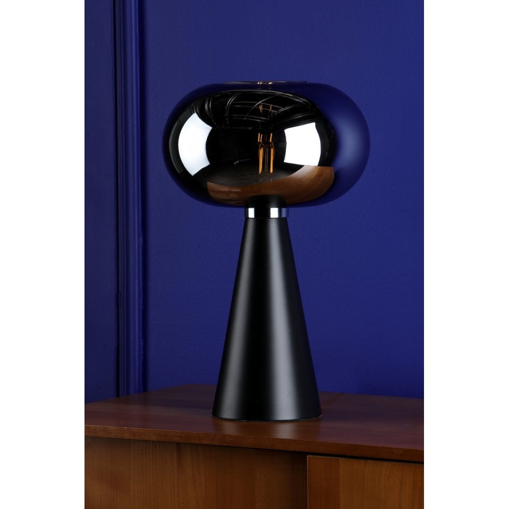 JEN4222 Jensen Table Lamp Smoked Glass Satin Black