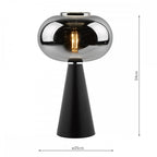 JEN4222 Jensen Table Lamp Smoked Glass Satin Black