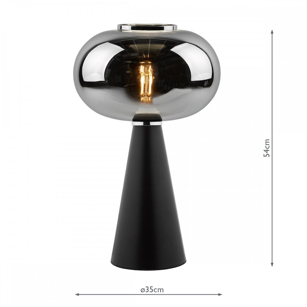 JEN4222 Jensen Table Lamp Smoked Glass Satin Black