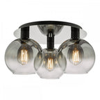 LYC5322 Lycia 3 Light Flush Matt Black Smoked Ombre Glass