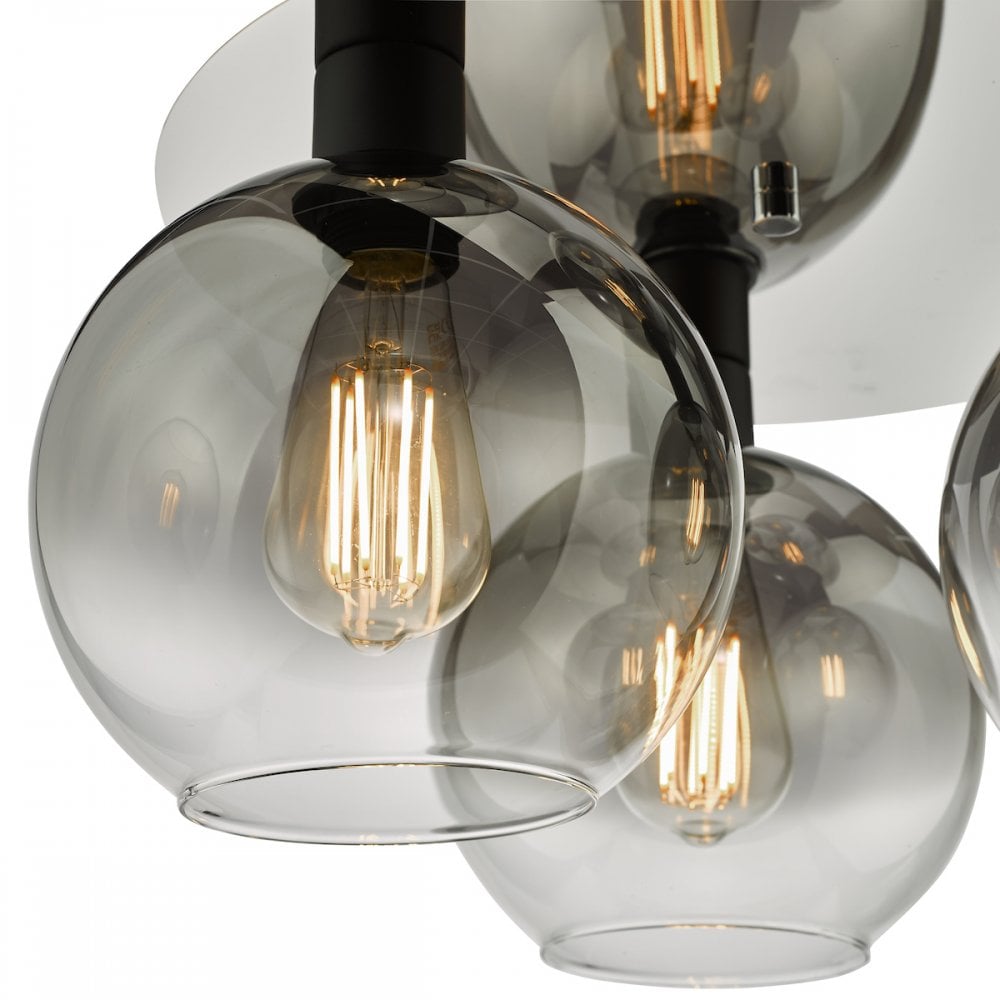 LYC5322 Lycia 3 Light Flush Matt Black Smoked Ombre Glass