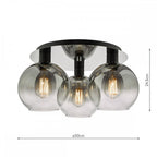 LYC5322 Lycia 3 Light Flush Matt Black Smoked Ombre Glass