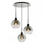 LYC8822 Lycia 3 Light Cluster Pendant Matt Black Smoked Ombre Glass