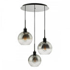 LYC8822 Lycia 3 Light Cluster Pendant Matt Black Smoked Ombre Glass
