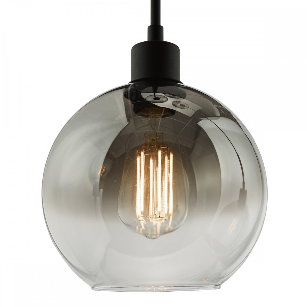 LYC8822 Lycia 3 Light Cluster Pendant Matt Black Smoked Ombre Glass