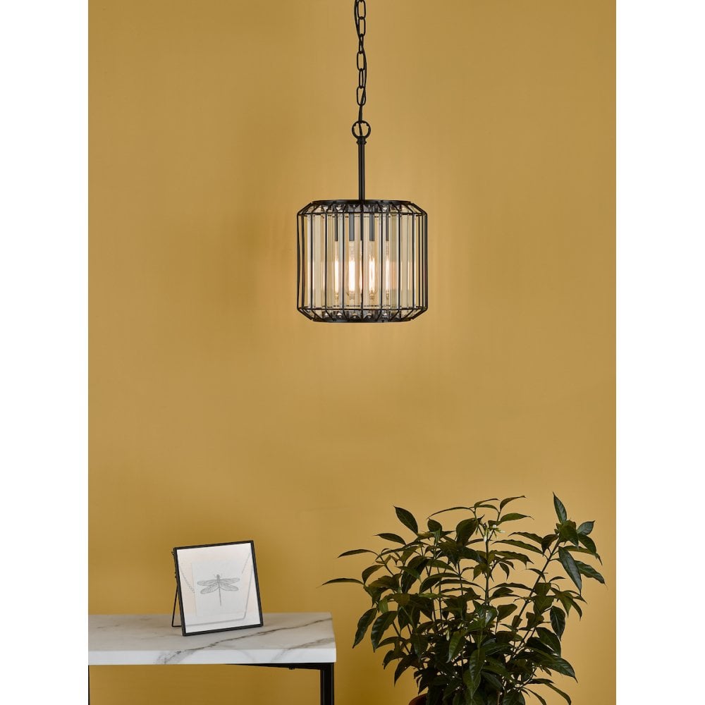 NAE0122 Naeva Pendant Satin Black & Crystal
