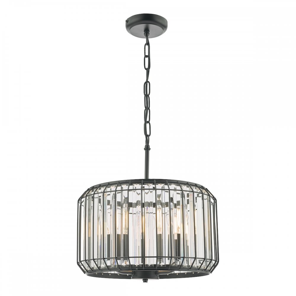 NAE0322 Naeva 3 Light Pendant Satin Black Crystal