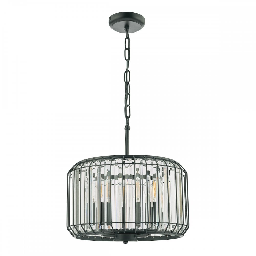 NAE0322 Naeva 3 Light Pendant Satin Black Crystal