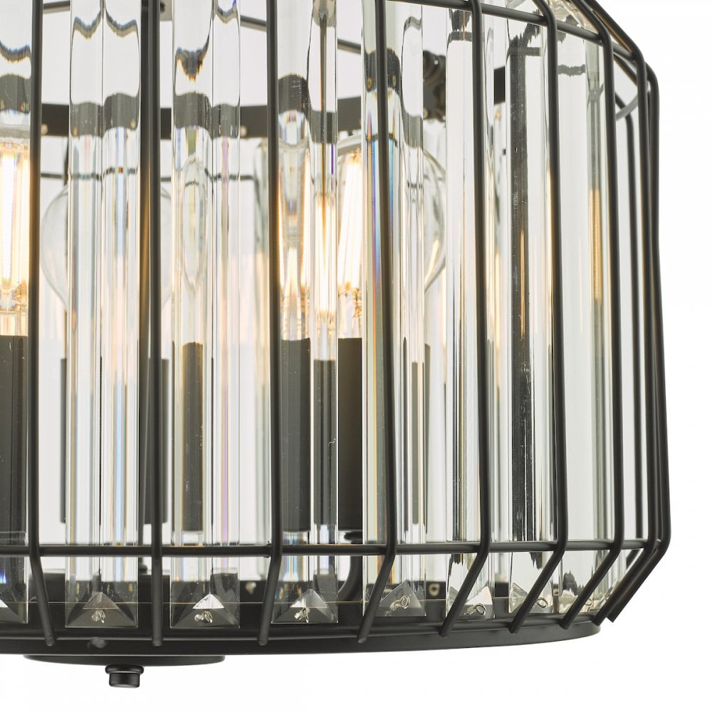 NAE0322 Naeva 3 Light Pendant Satin Black Crystal
