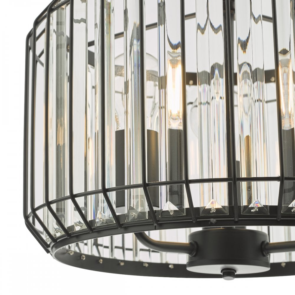 NAE0322 Naeva 3 Light Pendant Satin Black Crystal