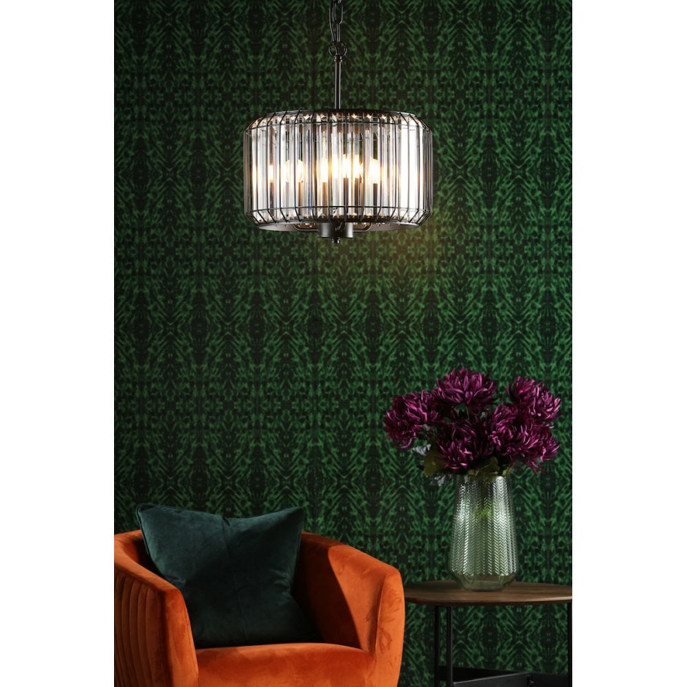 NAE0322 Naeva 3 Light Pendant Satin Black Crystal