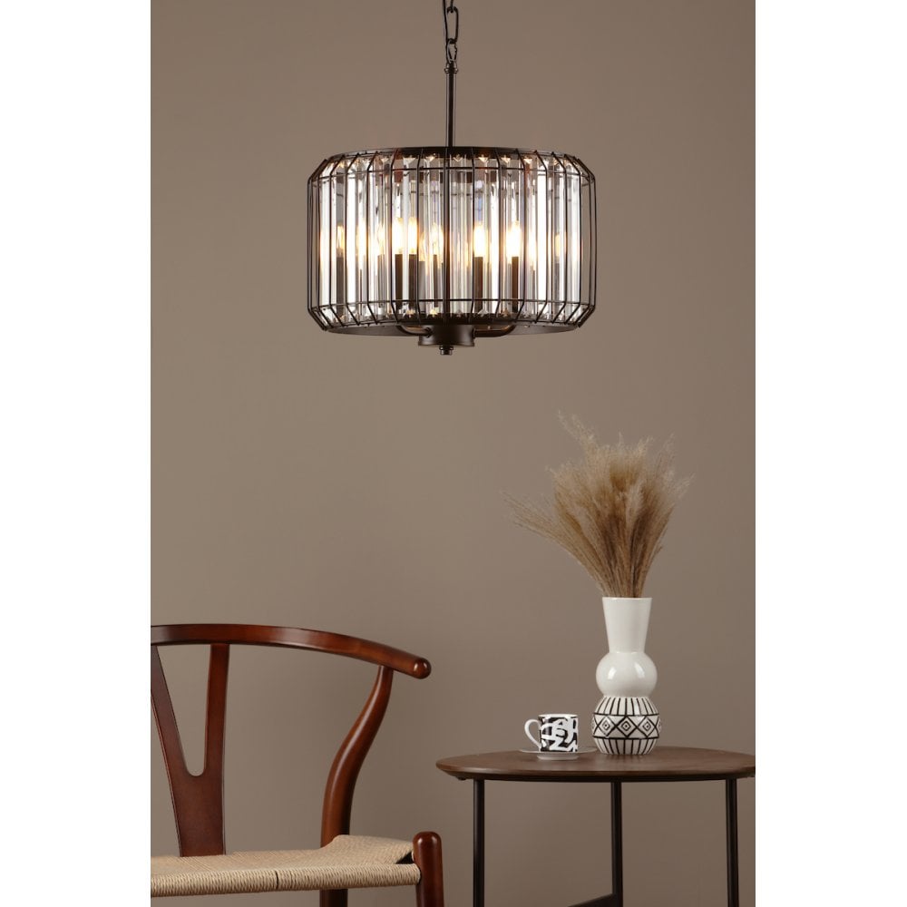 NAE0322 Naeva 3 Light Pendant Satin Black Crystal