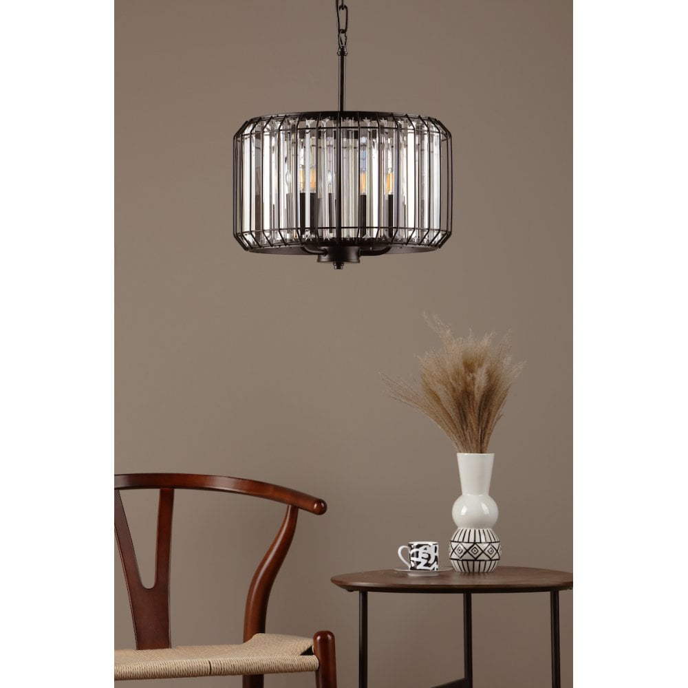 NAE0322 Naeva 3 Light Pendant Satin Black Crystal