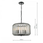 NAE0322 Naeva 3 Light Pendant Satin Black Crystal