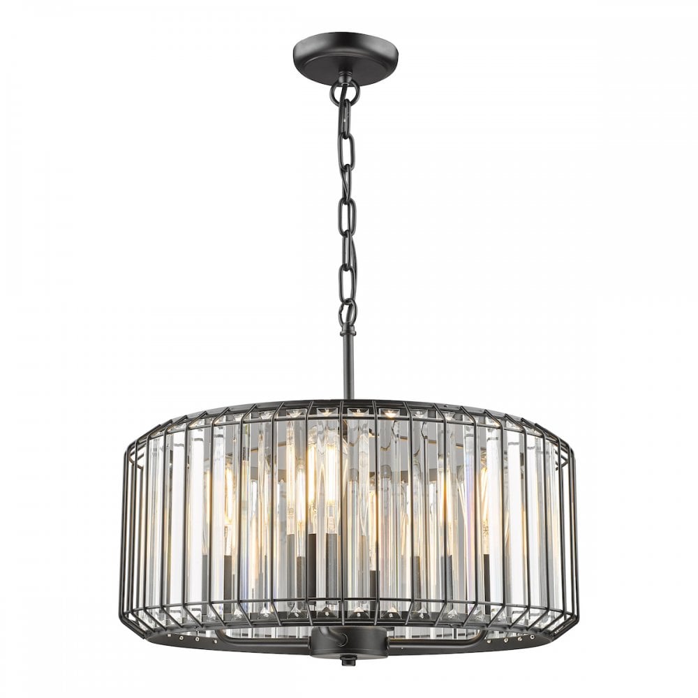 NAE0422 Naeva 4 Light Pendant Satin Black Crystal