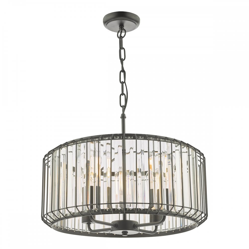 NAE0422 Naeva 4 Light Pendant Satin Black Crystal