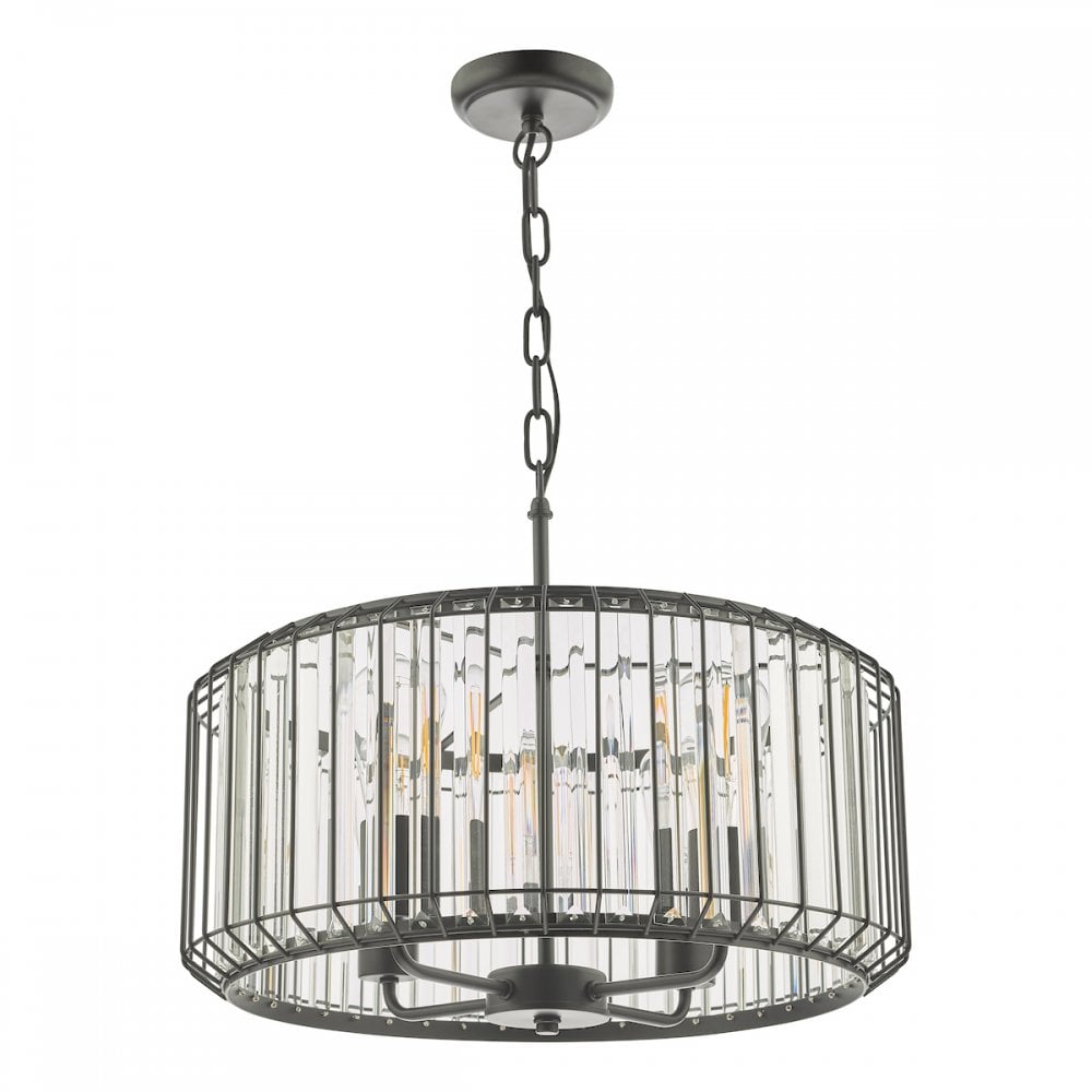 NAE0422 Naeva 4 Light Pendant Satin Black Crystal