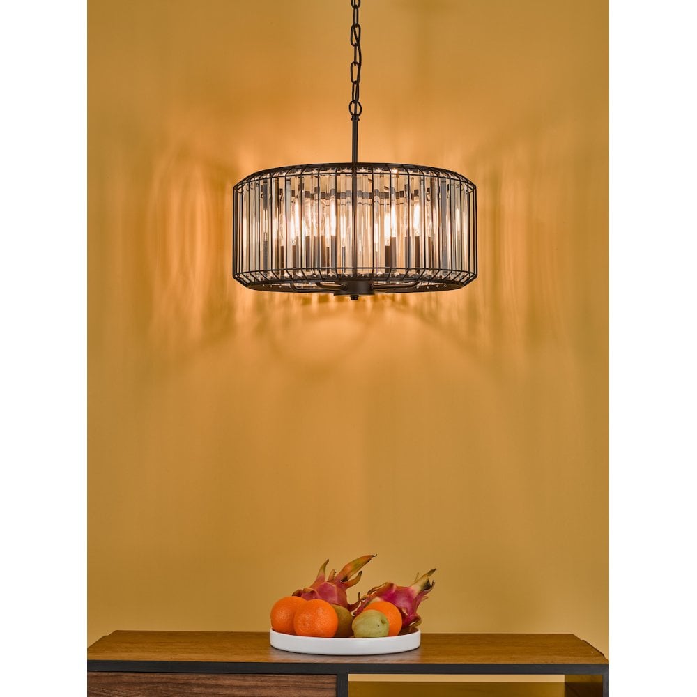 NAE0422 Naeva 4 Light Pendant Satin Black Crystal
