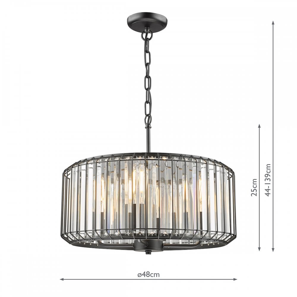 NAE0422 Naeva 4 Light Pendant Satin Black Crystal