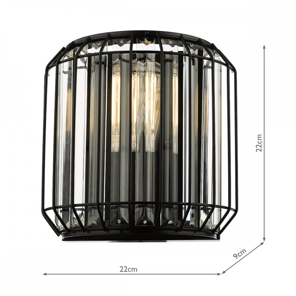 NAE0922 Naeva 2 Light Wall Light Matt Black Glass