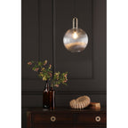 NIK0140-E02 Nikolas Pendant Natural Solid Brass Ribbed Round Glass