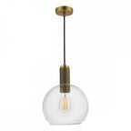 NIK0140-E03 Nikolas Pendant Natural Solid Brass Round Clear Glass