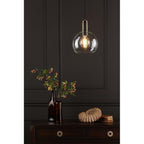 NIK0140-E03 Nikolas Pendant Natural Solid Brass Round Clear Glass