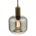 NIK0140-E05 Nikolas Pendant Natural Solid Brass Smoked Glass