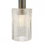 NIK0167-E01 Nikolas Pendant Polished Nickel Ribbed Cylinder Glass