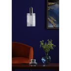 NIK0167-E01 Nikolas Pendant Polished Nickel Ribbed Cylinder Glass