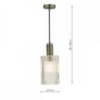 NIK0167-E01 Nikolas Pendant Polished Nickel Ribbed Cylinder Glass