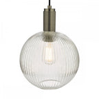 NIK0167-E02 Nikolas Pendant Antique Chrome Ribbed Round Glass