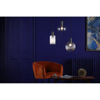 NIK0167-E02 Nikolas Pendant Antique Chrome Ribbed Round Glass