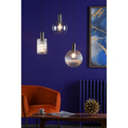 NIK0167-E02 Nikolas Pendant Antique Chrome Ribbed Round Glass