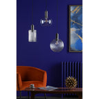 NIK0167-E02 Nikolas Pendant Antique Chrome Ribbed Round Glass