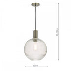 NIK0167-E02 Nikolas Pendant Antique Chrome Ribbed Round Glass