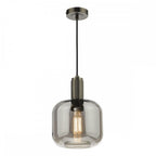 NIK0167-E05 Nikolas Pendant Polished Nickel Smoked Glass