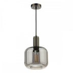 NIK0167-E05 Nikolas Pendant Polished Nickel Smoked Glass