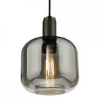 NIK0167-E05 Nikolas Pendant Polished Nickel Smoked Glass