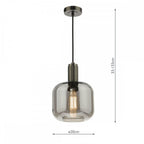 NIK0167-E05 Nikolas Pendant Polished Nickel Smoked Glass