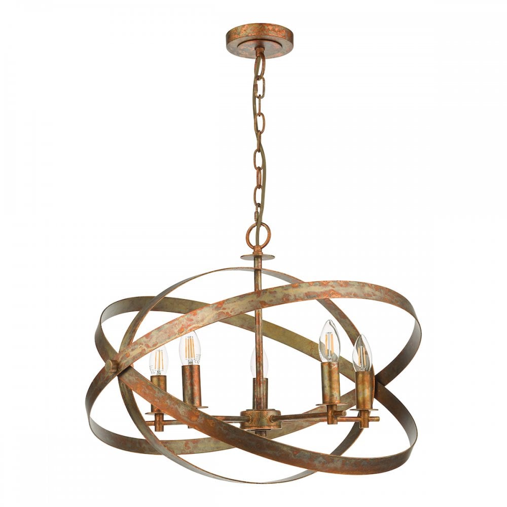NIT0564 Nitya 5 Light Pendant Mottled Copper
