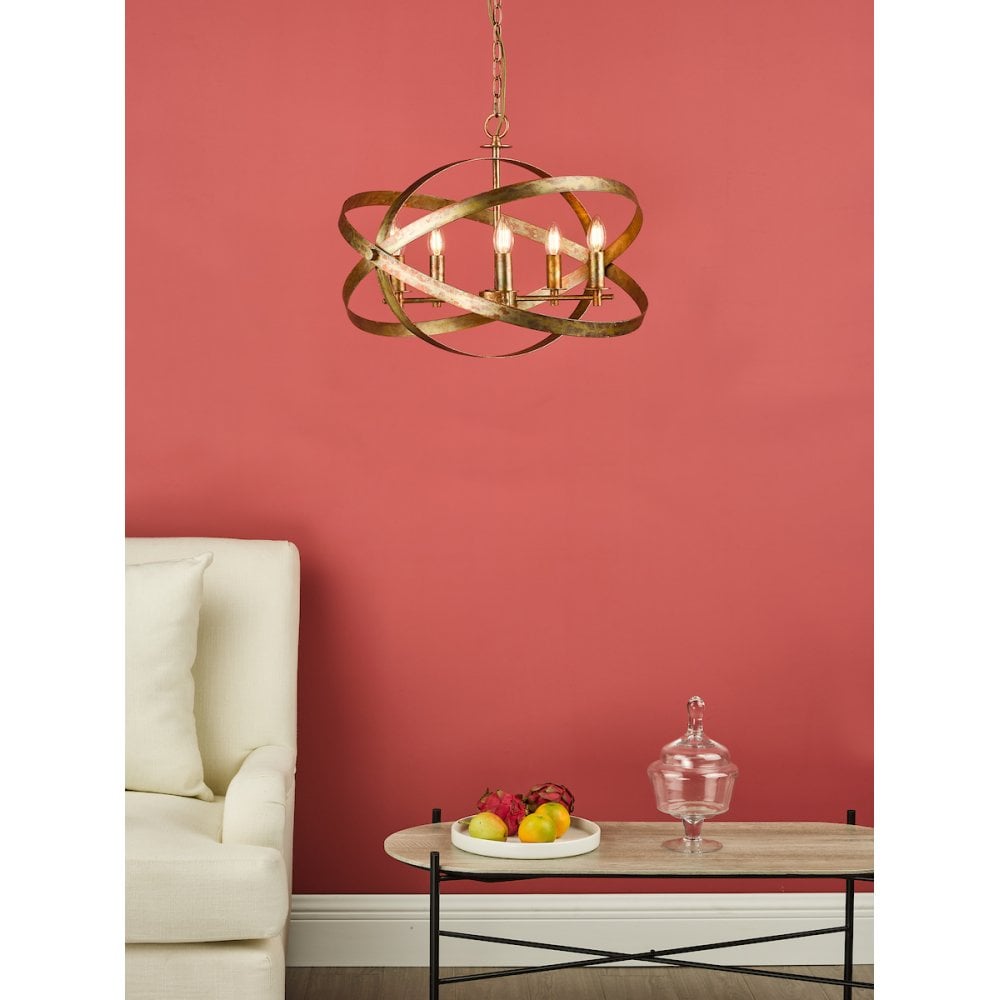 NIT0564 Nitya 5 Light Pendant Mottled Copper