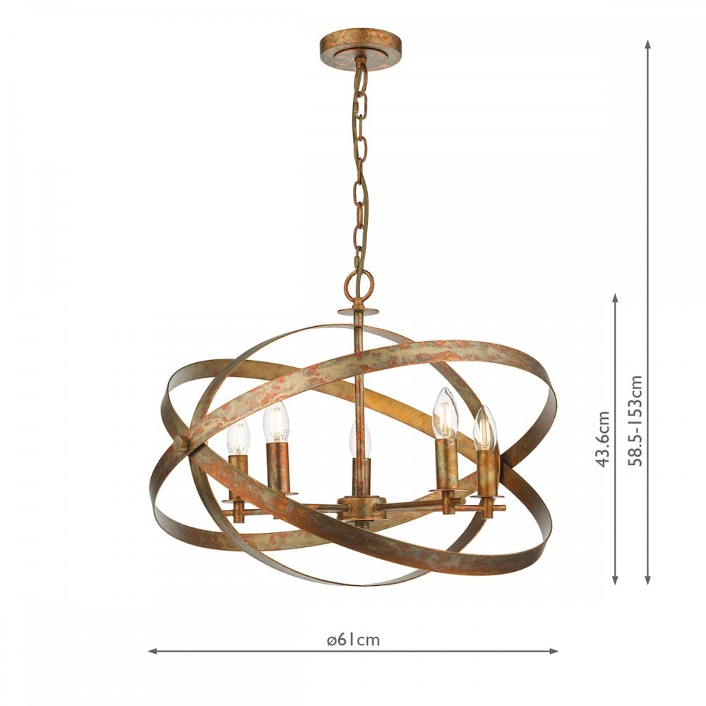 NIT0564 Nitya 5 Light Pendant Mottled Copper