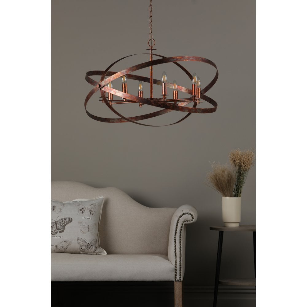 NIT0864 Nitya 8 Light Pendant Mottled Copper