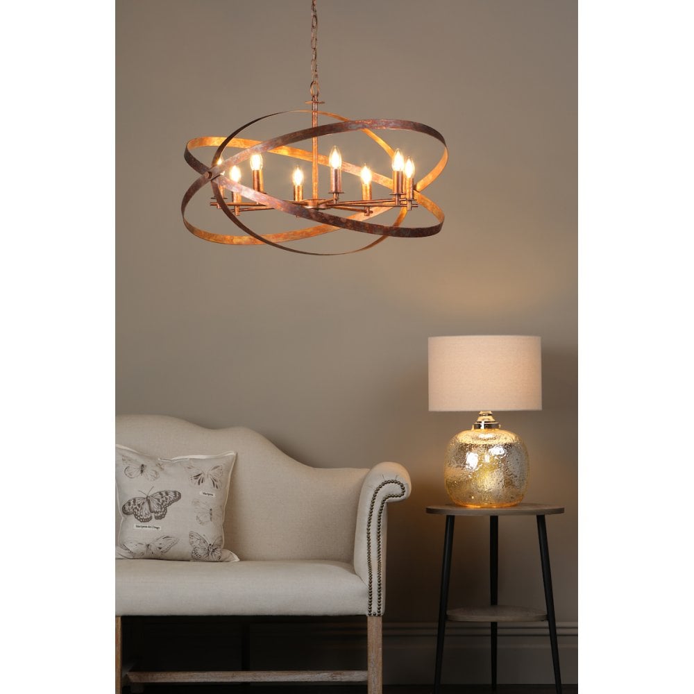 NIT0864 Nitya 8 Light Pendant Mottled Copper