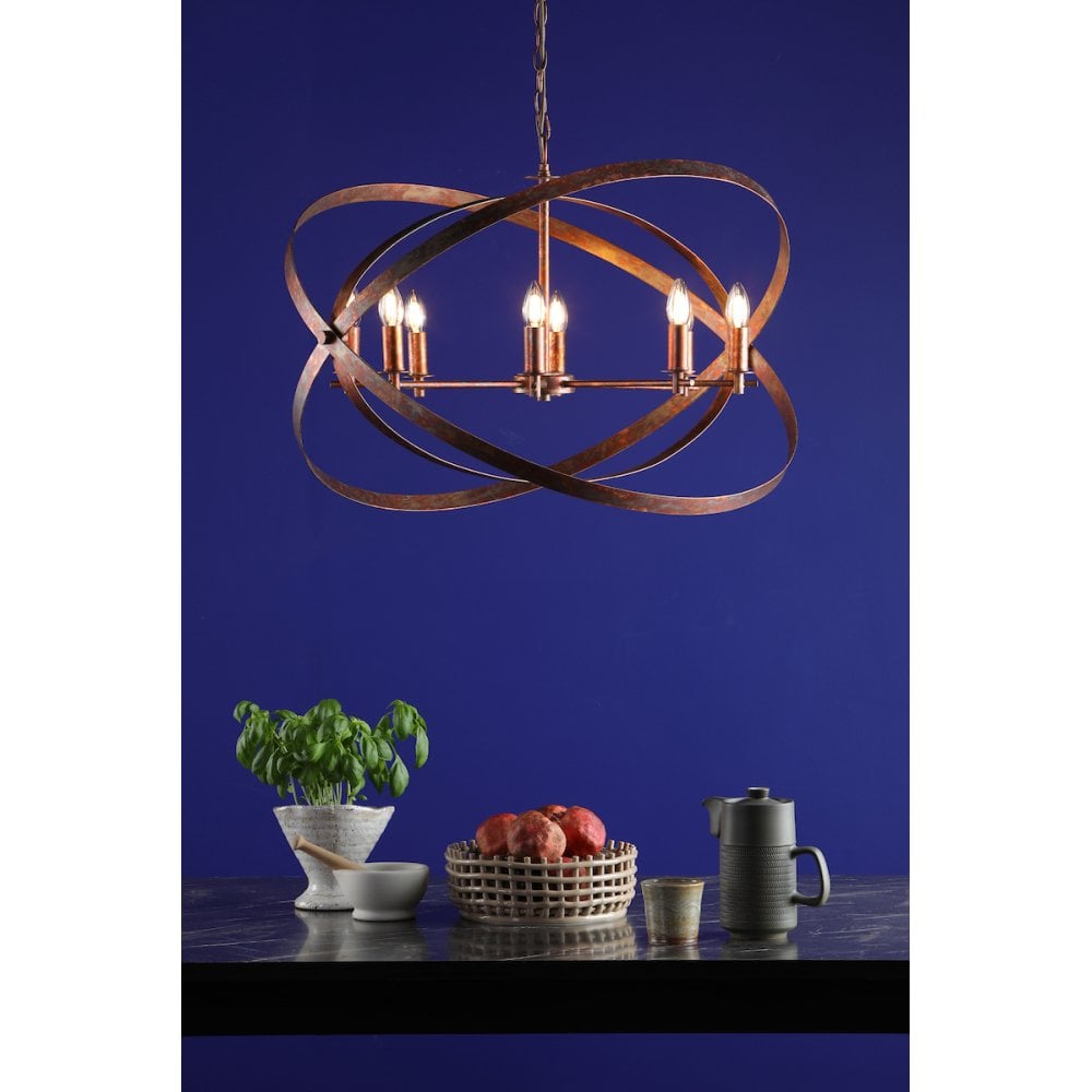 NIT0864 Nitya 8 Light Pendant Mottled Copper