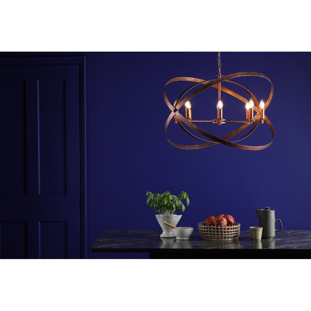NIT0864 Nitya 8 Light Pendant Mottled Copper